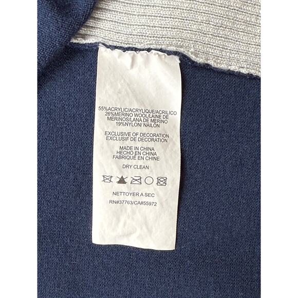 Callaway Golf Sweater Mens XL Navy Grey Quarter Zip Merino Wool Nylon Blend - Picture 10 of 10